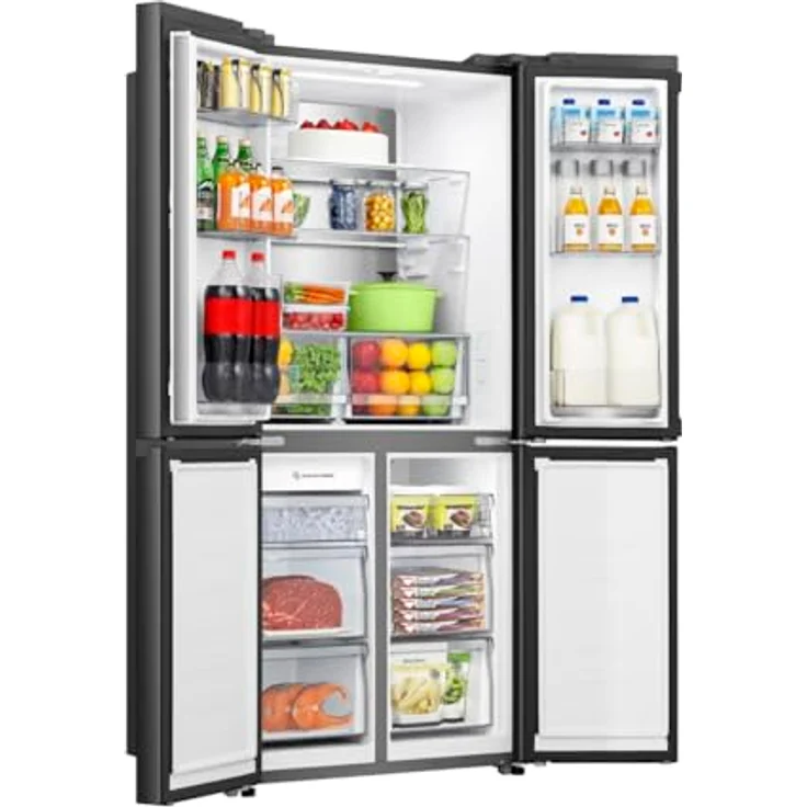 Hisense RQ5P470SYFD, French Door Kühl-Gefrier-Kombination mit 304 l Kühl- und 179 l Gefriervolumen, Schwarz, No Frost-Funktion, Schnellgefrier-Modus und LED-Innenbeleuchtung – Bild 6