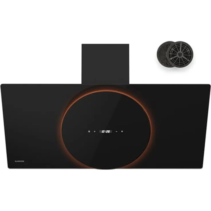 Klarstein Total Eclipse Dunstabzugshaube - 90 cm Kopffreihaube, 600 m³/h, Touch-Steuerung, Energieeffizienz A, LED-Beleuchtung 3000 K-6500 K, Schwarz, Abluft & Umluft – Bild 1