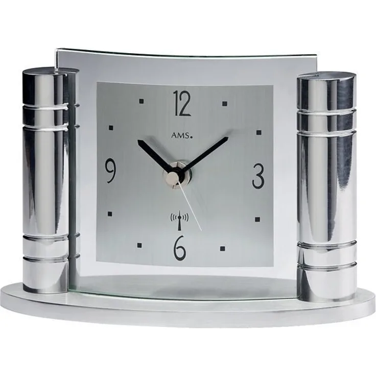 AMS Funktischuhr 5130, moderne Tischuhr für Wohnzimmer und Esszimmer, grau