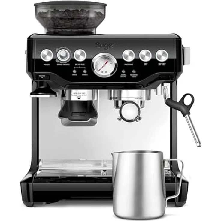 Sage The Barista Express, Kaffeemaschine mit manuellem Milchaufschäumer, integriertem Mahlwerk, automatischem Mahlen, individueller Milchschaum, Schwarzer Sesam – Bild 1