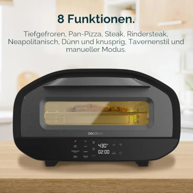 Cecotec Pizza&Co Tifosi, Elektrischer Pizzaofen mit Sichtfenster, 1700W, 12L Kapazität, digitale Steuerung, 8 Funktionen, Temperatur 80°C - 430°C, Innenbeleuchtung – Bild 5