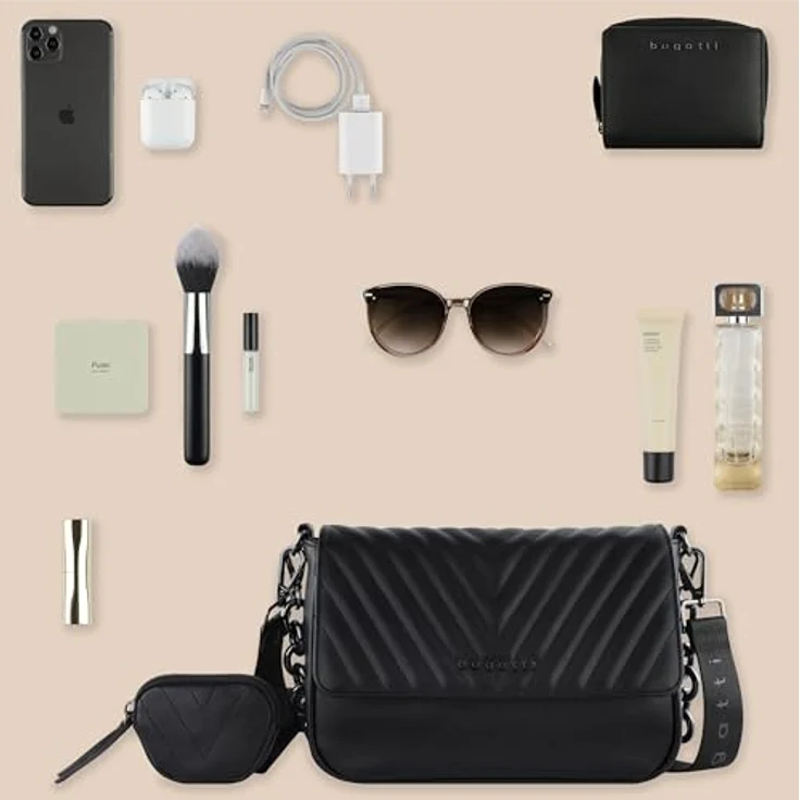 bugatti Umhängetasche SIRA, Crossbody Bag mit verschließbarem Täschchen, grau – Bild 5