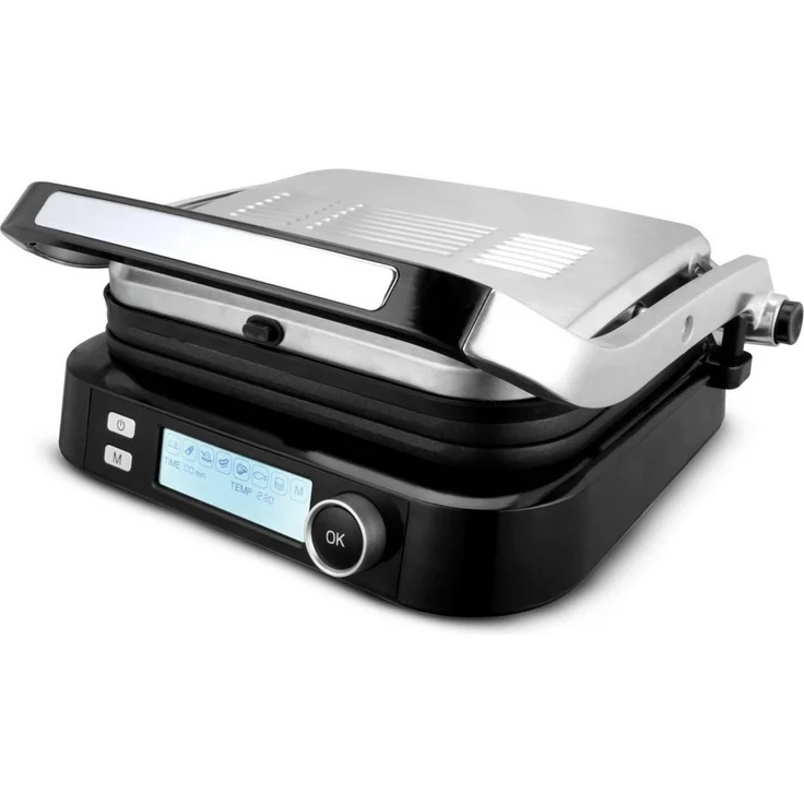 KLAMER Kontaktgrill 7 Automatikprogramme, abnehmbare Platten, Antihaftbeschichtung, 2100W, 2 Grillplatten, 7 Programme, Temp.-Regler, Antihaft – Bild 1