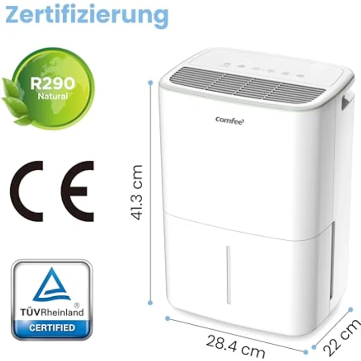 Comfee Luftentfeuchter 12L/Tag für Räume bis 20m², leise 36 dB, Auto-Abtauung, kompakt – Bild 9