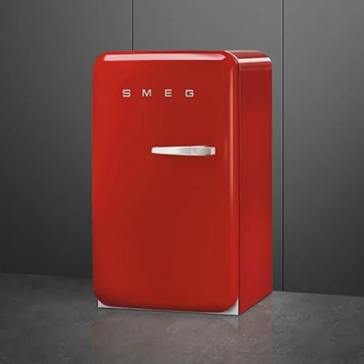Smeg FAB10LRD6 Kühlschrank, Tisch Top Vintage, 122 l, links öffnend, Gefrierschrank 17 l, 1 verstellbarer Einlegeboden, Gemüsefach, LED-Beleuchtung, Rot, H 97 cm – Bild 4