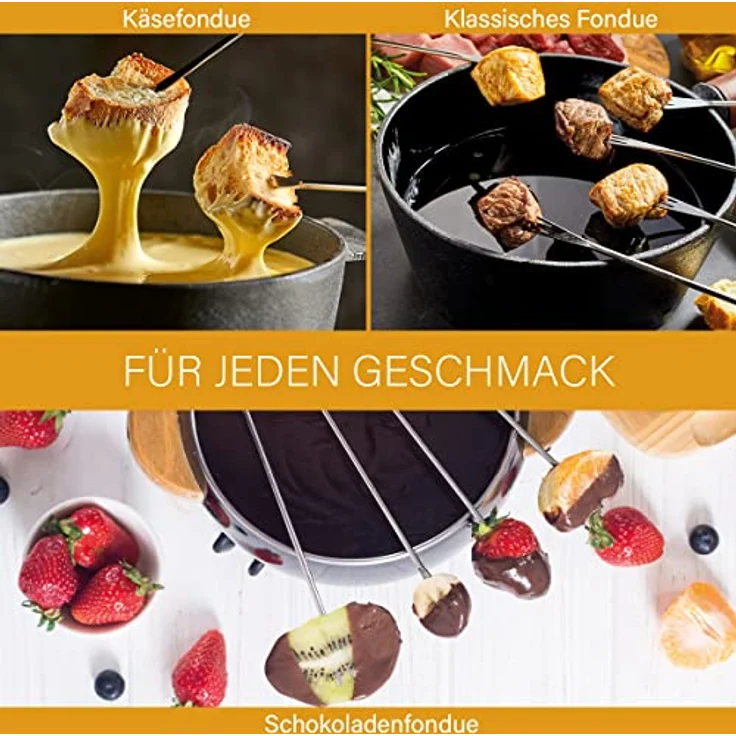 Bomann FFR 1290 CB Fondue-Fritteuse, 6 Fonduegabeln, 1 Liter, 840 Watt, silber – Bild 4