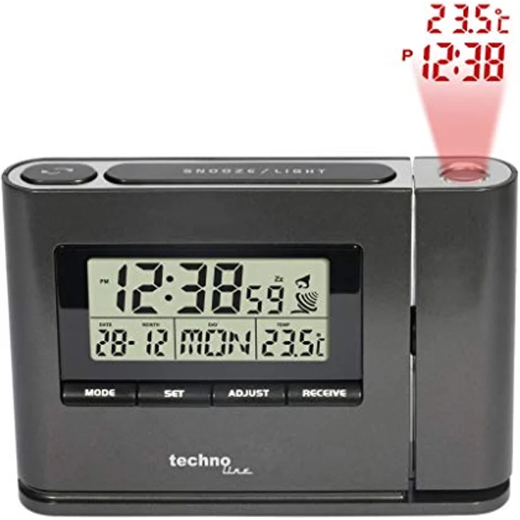 Technoline Projektionswecker WT 519, Funkuhr mit Innentemperatur- und Datumsanzeige, Mehrfarbig – Bild 3