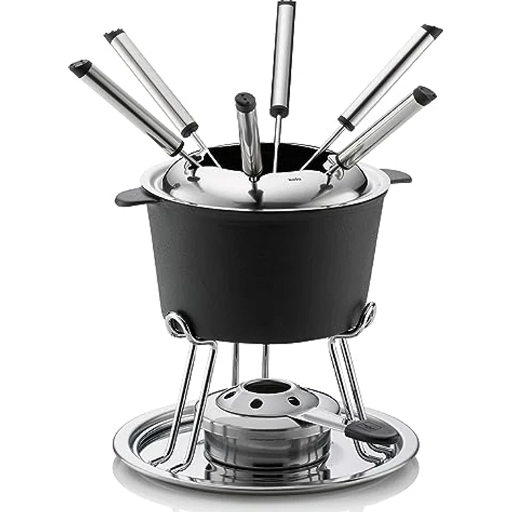 kela Fondue-Set Comore Gusseisen schwarz 19,5cm 20cmØ, 20x20x19,5 cm – Bild 2