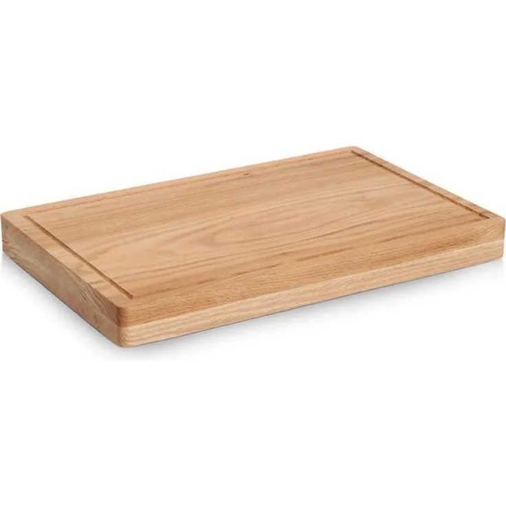 Zeller Present Schneidbrett Eiche 48x31x4.5 cm, Hochwertiges Schneidebrett mit praktischem Griff, Braun