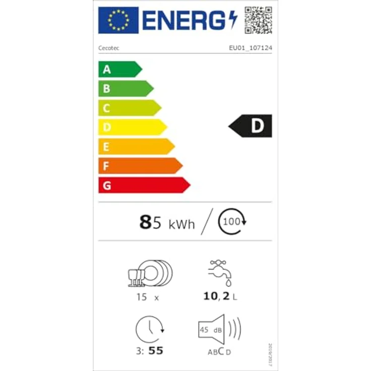 Cecotec Bolero Aguazero 6320, Geschirrspüler aus Edelstahl mit 15 Maßgedecken und 8 Waschprogrammen, inklusive Smart Wash-Technologie und Turbo Dry+ – Bild 17