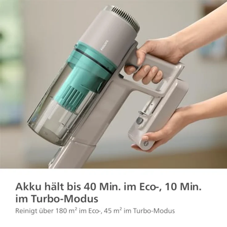 Philips Kabelloser Hand- und Stielstaubsauger 2000 Series XC2012/01, PowerCyclone 7, abnehmbarer 21,6 V Akku, LED-Düse, bis zu 40 Min Laufzeit, beutellos – Bild 5