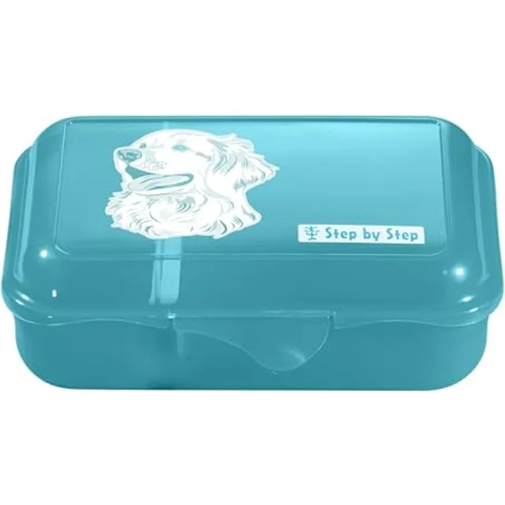 Step by Step Lunchbox „Dog Basty“, türkis, mit Trennwand und Klickverschluss, spülmaschinenfest, BPA-frei, für Schule und Kindergarten, 0,9 Liter – Bild 1