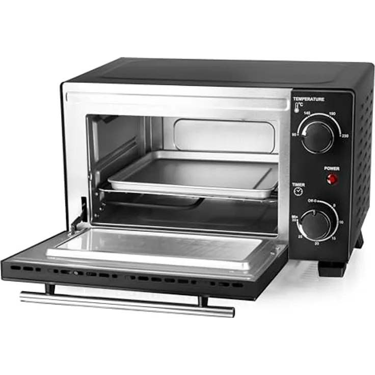 Emerio Minibackofen MO-124451, 800 W, 10 Liter, einstellbare Temperatur 90-230°C, schwarz, mit Ober- und Unterhitze, inkl. Backblech und Grillrost