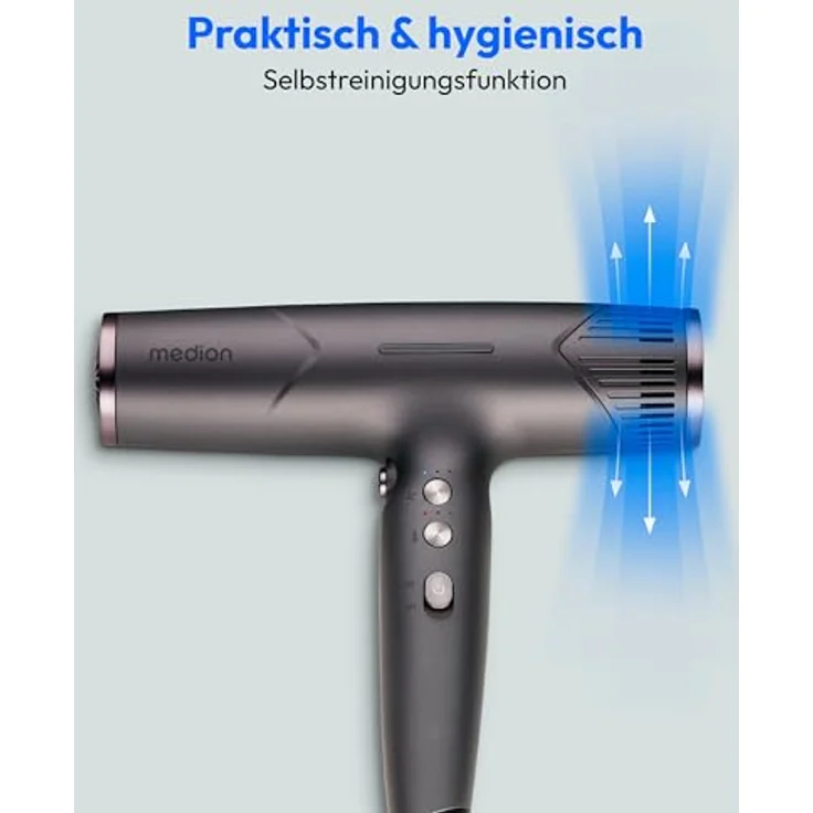 MEDION Haartrockner HD2 mit Ionen Technologie, 1.500 Watt, Diffusor, BLDC Motor, Schwarz – Bild 4