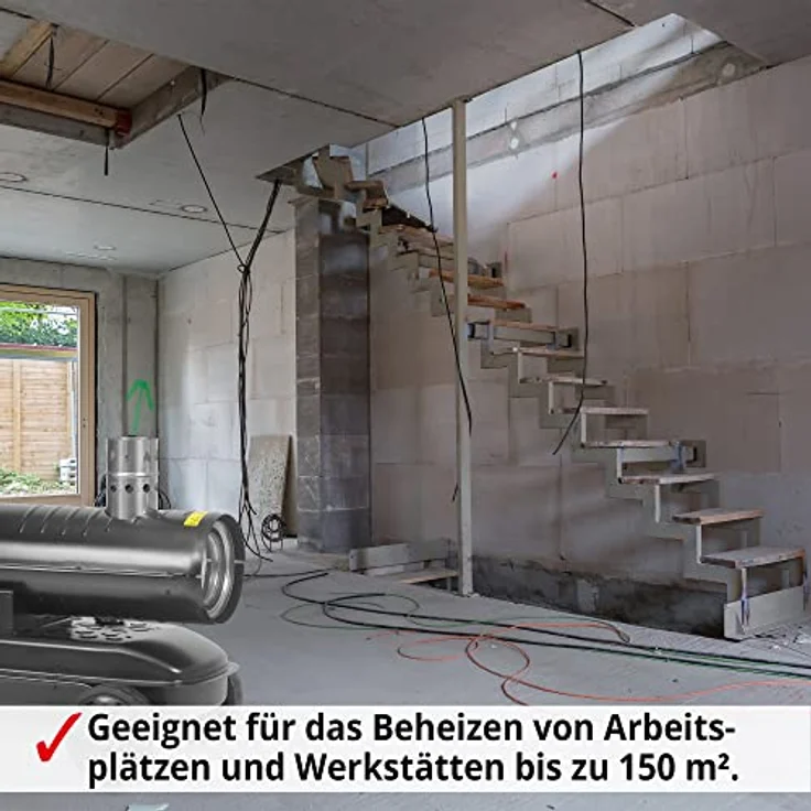 HECHT 3040 Diesel Heizkanone | 18 kW Heizleistung für bis zu 150 m² | Fahrbares Gestell | 1,8 l/h Verbrauch | Robustes Design – Bild 9