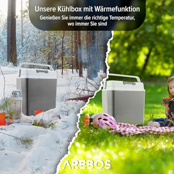 Arebos 20 Liter Kühlbox, thermo-elektrische Kühl- und Warmhaltebox mit ECO-Modus, 12/230 V für Auto und Steckdose, anthrazit – Bild 3