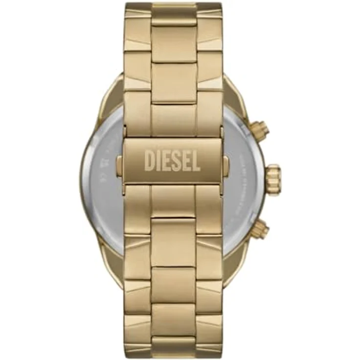 Diesel Herren Analog Quarz Uhr DZ4685, 49-mm Edelstahlgehäuse mit schwarzem Zifferblatt und goldfarbenem Edelstahlband, wasserdicht bis 50 m – Bild 4