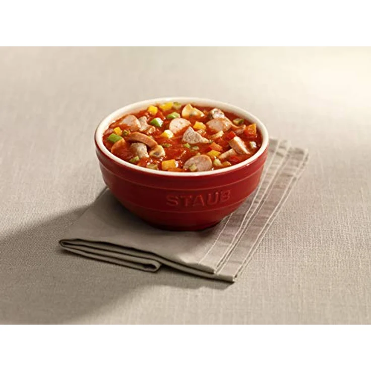 Staub Keramik Rührschüssel, 1,2 l Volumen, rund, Ø 16,5 cm, kirschrot, mit Geschenkkarton – Bild 3