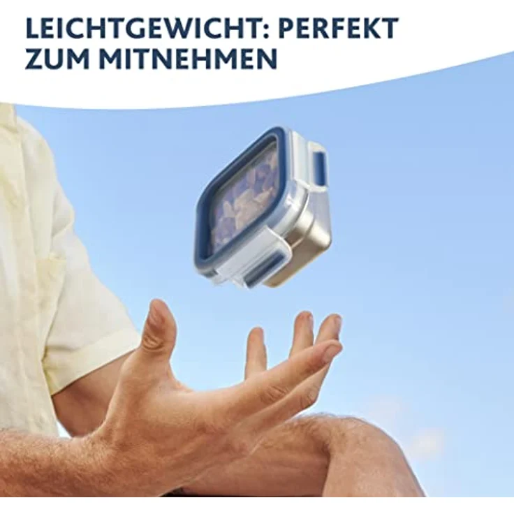 Emsa Frischhaltedose Clip & Close Stainless Steel, transparent, 2,0 L, rechteckig, auslaufsicher, mikrowellengeeignet, stapelbar – Bild 5