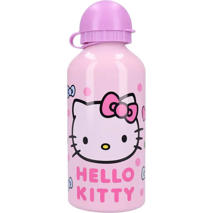 Hello Kitty Trinkflasche, Aluminium 500 ml, rosa-weiß, kindgerechtes Design für Schule und Freizeit