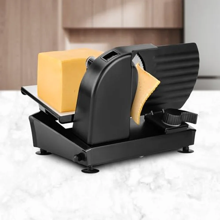 Ufesa Katana Pro, Aufschnittmaschine mit 200 W Motor, maximaler Scheibendicke von 2 cm, Edelstahl, Schwarz – Bild 3