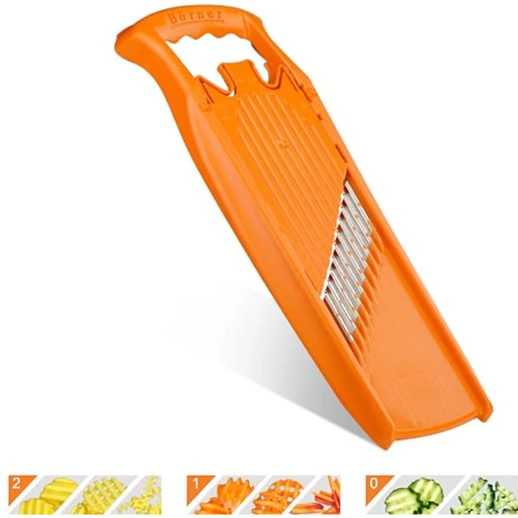 Börner Gemüseschneider Welle-Waffel PowerLine, Gemüsehobel mit integrierter Kindersicherung und 3 Schnittstärken, BPA-frei – Bild 1