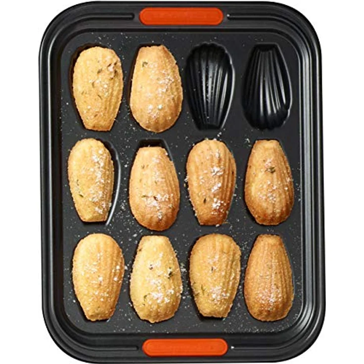 Le Creuset Antihaft Madeleine-Form, Für 12 Stück, PFOA-frei, Sauerteigbeständig, Aus Karbonstahl gefertigt, Anthrazit-Orange – Bild 3