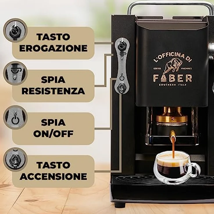 Faber Coffee Machines Pro Deluxe Espressomaschine ESE Pad 44 mm, Tassenwärmer, schnelle Aufheizung, einfache Reinigung, Chrom-Finish – Bild 2