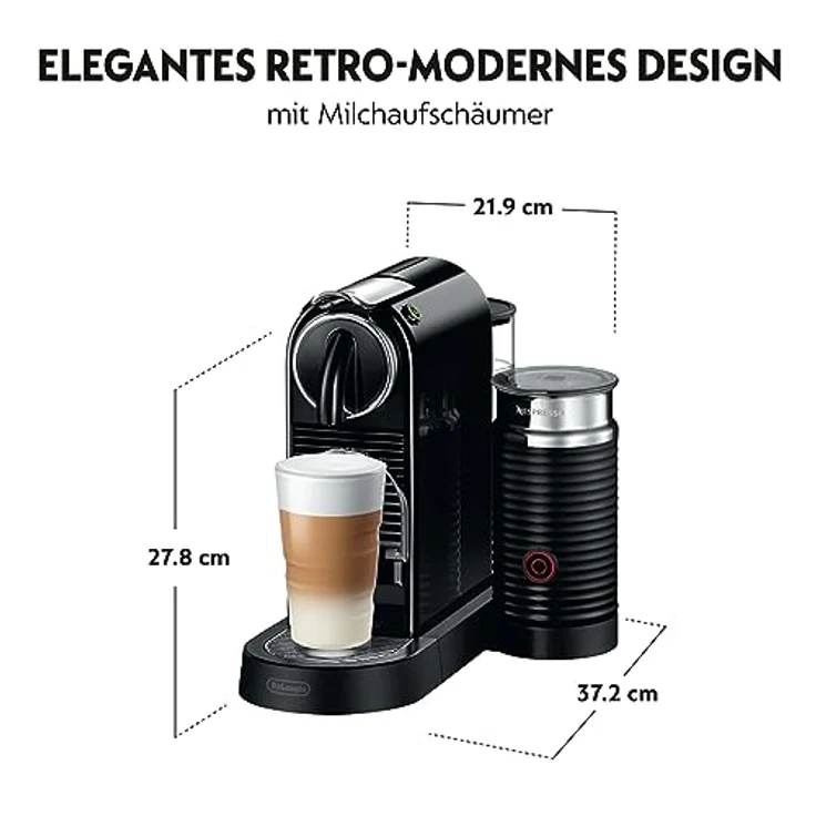 De'Longhi Nespresso Citiz EN267.BAE Kapselmaschine, Hochdruckpumpe und ideale Wärmeregelung mit Aeroccino (Milchaufschäumer), Energiesparfunktion, Schwarz – Bild 3