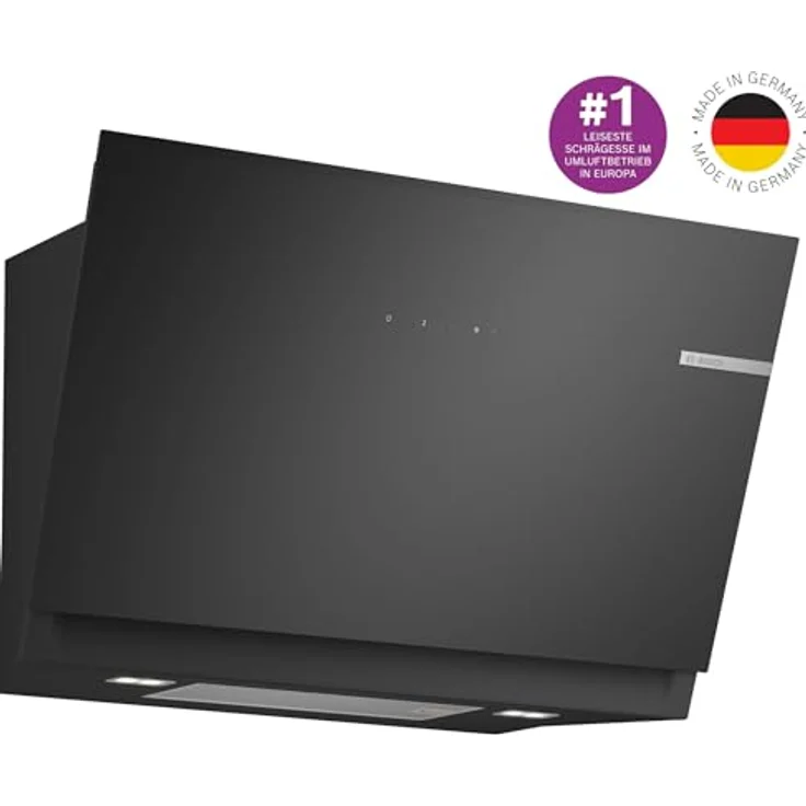 Bosch DWJ81AN60, Serie 6 Smarte Dunstabzughaube, 80 cm breit, Wandesse Made in Germany, Umluft, leiseste Umluft-Haube Europas, Übers Kochfeld steuerbar, Einstellbare Farbtemperatur, Klarglas Schwarz – Bild 2