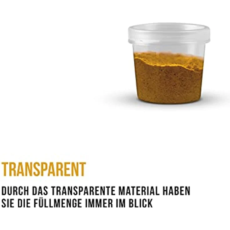 Bestlivings Vorratsdose Kunststoff, 18-tlg. Aufbewahrungsdosen 35ml mit Deckel, Ø4,5cm x 4cm, luftdicht und stapelbar – Bild 5