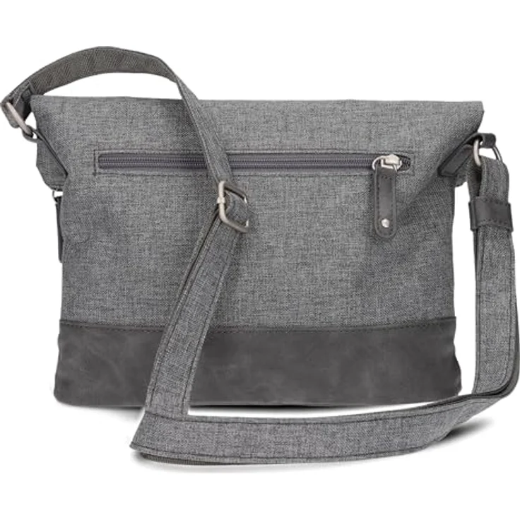 ZWEI Beuteltasche Olli OT6, leichte kompakte Umhängetasche aus wasserabweisendem Nylon und Kunstleder, grau – Bild 3
