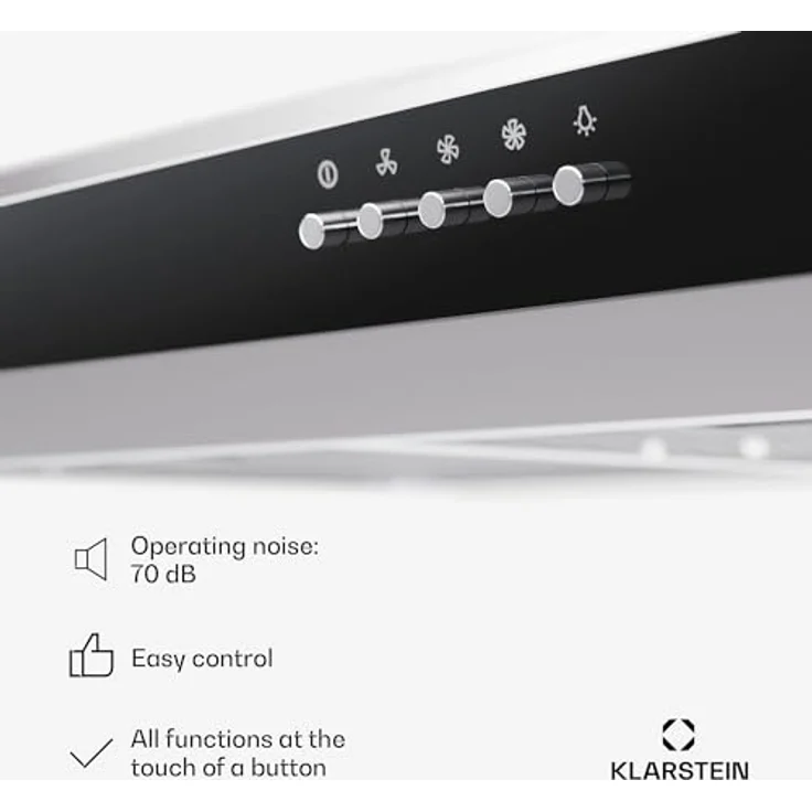 Klarstein Dunstabzugshaube 90cm, Abluft-Dunstabzugshaube mit Spülmaschinenfestem Filter aus Aluminium, Leise Abzugshaube Abluft, 200m³/h Luftstrom, Effiziente Wandhauben mit LEDs & Touch Controls – Bild 5