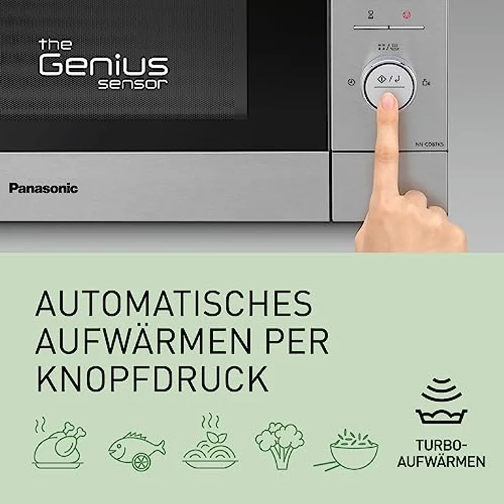 Panasonic NN-CD87 Kombi Mikrowelle mit Heißluft und Grill, Standgerät, 1000 Watt, Inverter Mikrowelle, 34 Liter Garraum, edelstahl – Bild 6