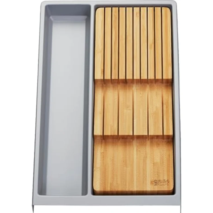 Orga-Box Mehrzweckeinsatz SEPARADO Individual silbergrau genarbt (300 x 474 x 51 mm) inkl. Bambus Messereinsatz für bis zu 9 Messer – Bild 1