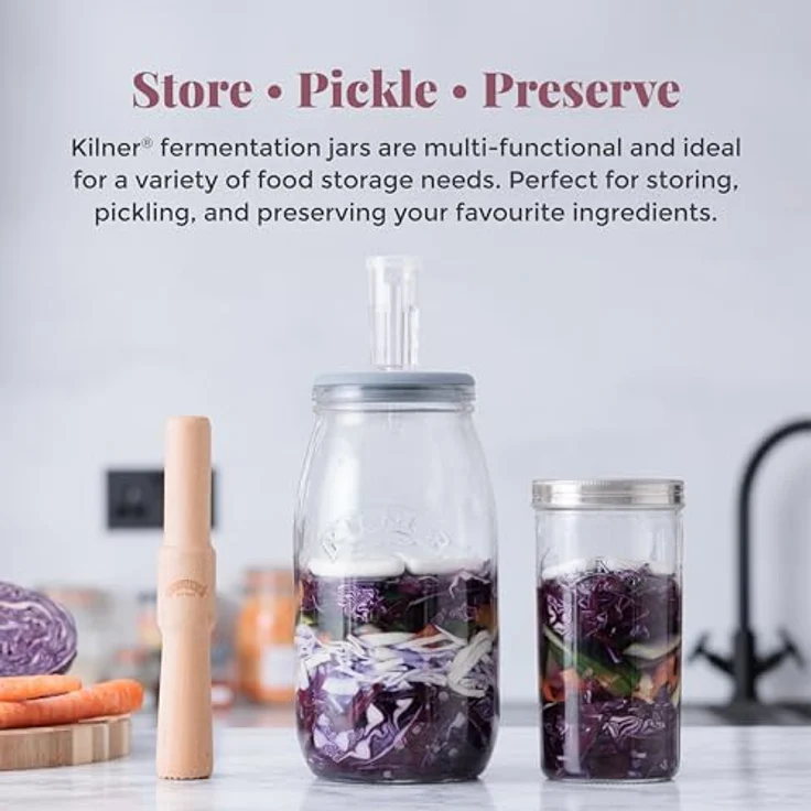 KILNER Create & Make Fermentierset - für das einfache Haltbarmachen von Gemüse, im 3 Liter Glas mit Gärungsdeckel – Bild 8