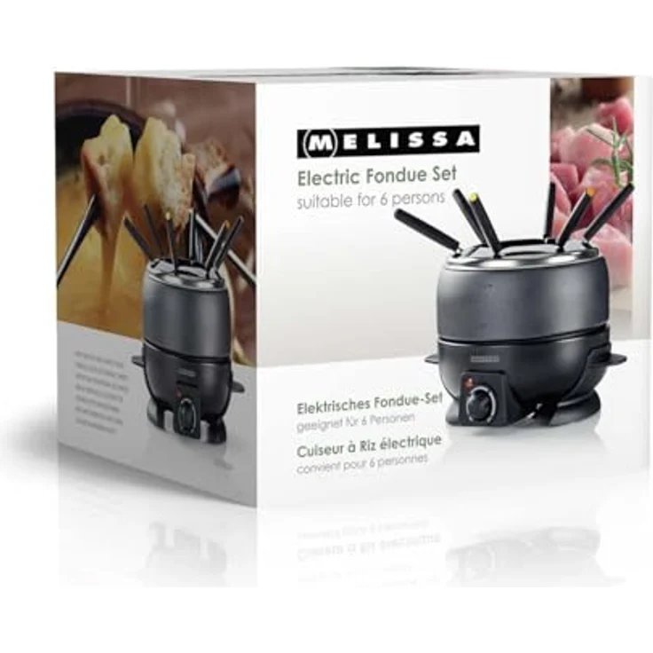 MELISSA Elektro-Fondue 16310236, 2.3 l für bis zu 6 Personen, Antihaftbeschichtung, verstellbarer Thermostat, rutschfeste Gummifüße – Bild 8
