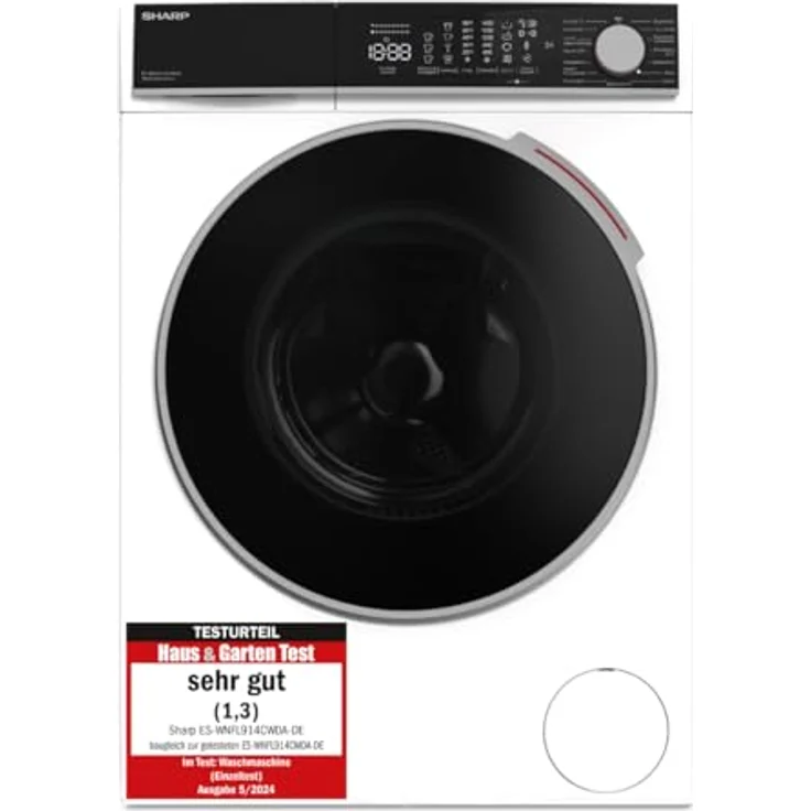 Sharp ES-WNFL914CWDA-DE, 9 kg Waschmaschine mit Invertermotor, Energieeffizienzklasse A, AquaStop und Dampffunktion – Bild 2
