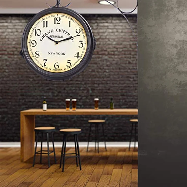 Relaxdays, Wanduhr, Bahnhofsuhr (35 cm) - Retro Uhr mit Schwarzem Ziffernblatt – Bild 2