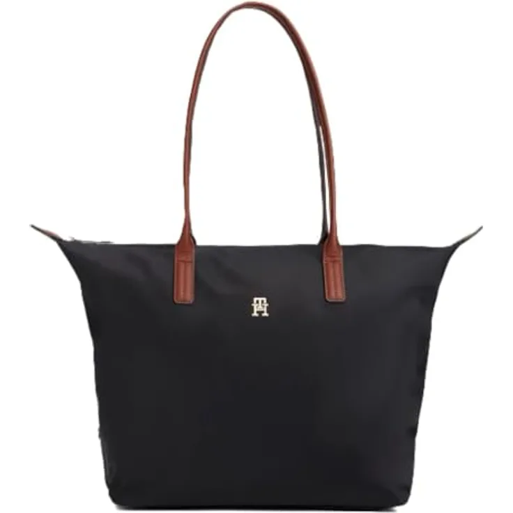 Tommy Hilfiger TH Popette Shopper Tasche, 48 cm, schwarz, 100% Nylon