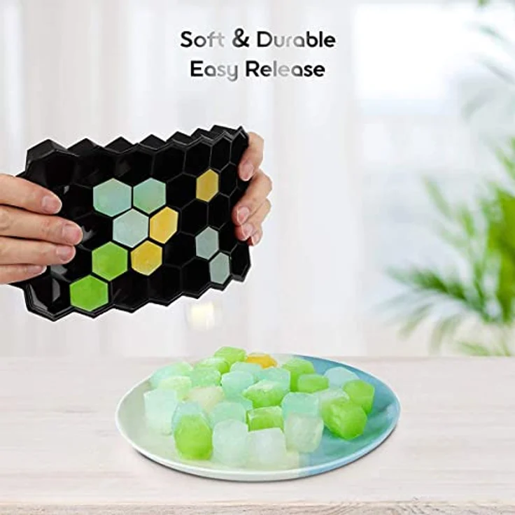 YouJabz Silikon Eiswürfelform, 2er Pack mit 37-Fach Eiswürfeln, stapelbar mit Deckel, LFGB zertifiziert und BPA frei, schwarz – Bild 3