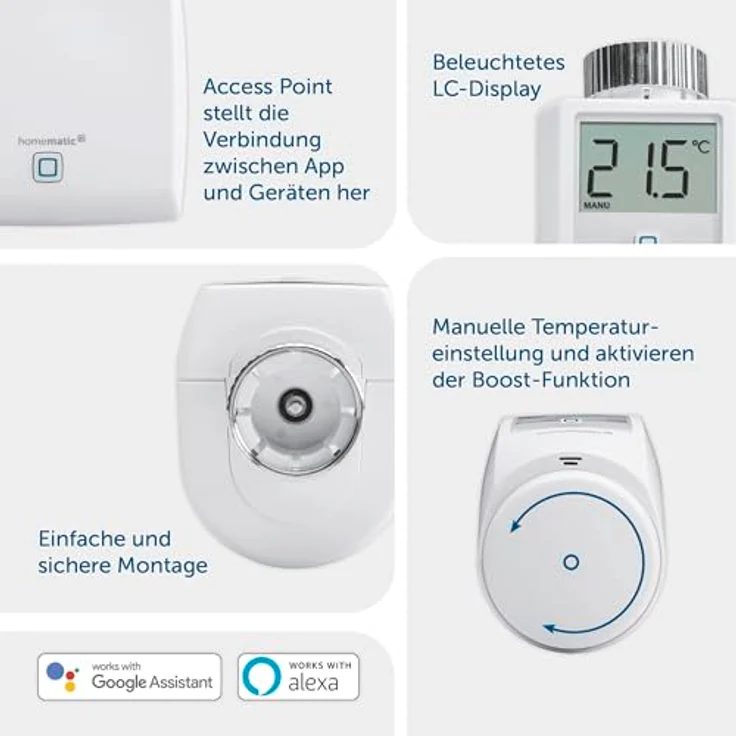 HomeMatic Homematic IP Smart Home Starter Set Mini Heizen, Digitale Heizungssteuerung mit App, Alexa & Google Assistant, Einfache Installation, Energie sparen, Artikelnummer 158096A1 – Bild 4
