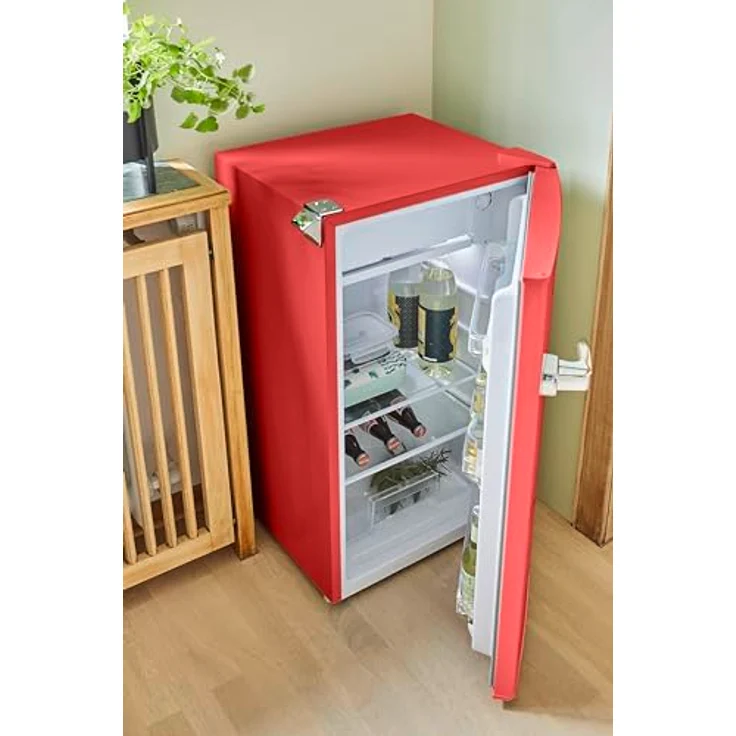 Respekta Rico KG83-52, Retro Kühlschrank freistehend mit Kältefach, 92 Liter, Rot, 39 dB – Bild 4