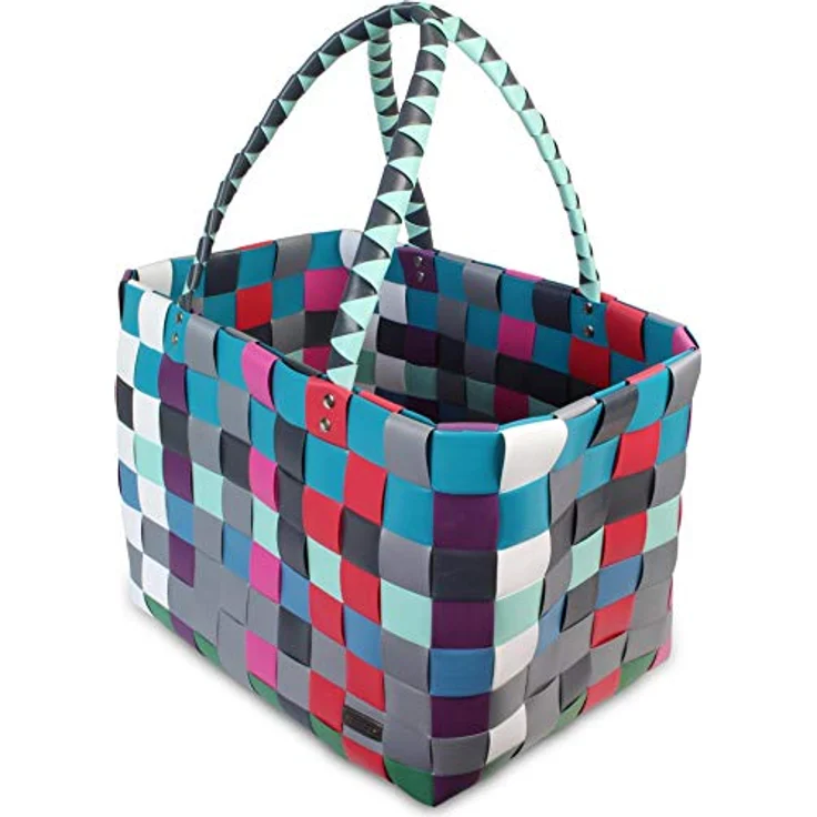 normani Einkaufstasche geflochten mit Henkeln, extra robuste Tragetasche aus 70 % recyceltem Material, 20 Liter Volumen, Farbe Classic/River – Bild 2