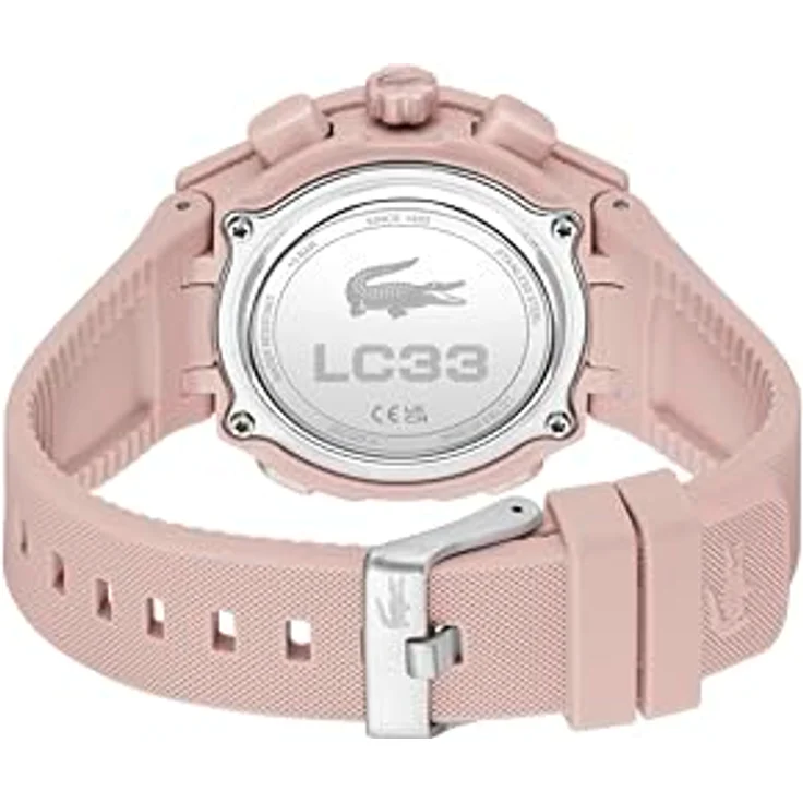 Lacoste LC33 Analoge-Digitale Multifunktions-Quarzuhr für Damen mit Blush Silikonarmband, 40mm TR90 Gehäuse, Wasserdicht bis 10ATM, Weltzeituhr und Stoppuhr – Bild 4