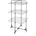 Leifheit Turmtrockner Classic Tower 270 Black Edition mit Rollen, 27m Leinenlänge für 2-3 Wäscheladungen, platzsparender Wäscheturm, halbseitig abklappbarer Turmwäscheständer für die Dusche, schwarz