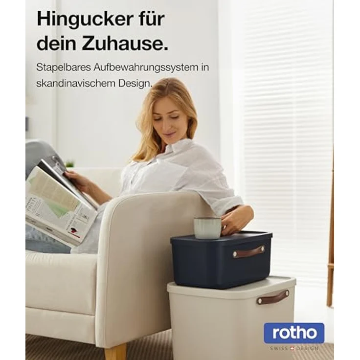 Rotho Maloja 4er-Set Aufbewahrungsbox mit Deckel 40l, Kunststoff, rosa – Bild 2