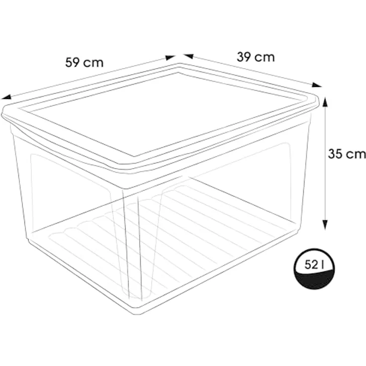 keeeper bea 3x Aufbewahrungsbox mit Air Control System, 59 x 39 x 35 cm, 52 l, transparent, stapelbar und belüftet – Bild 2