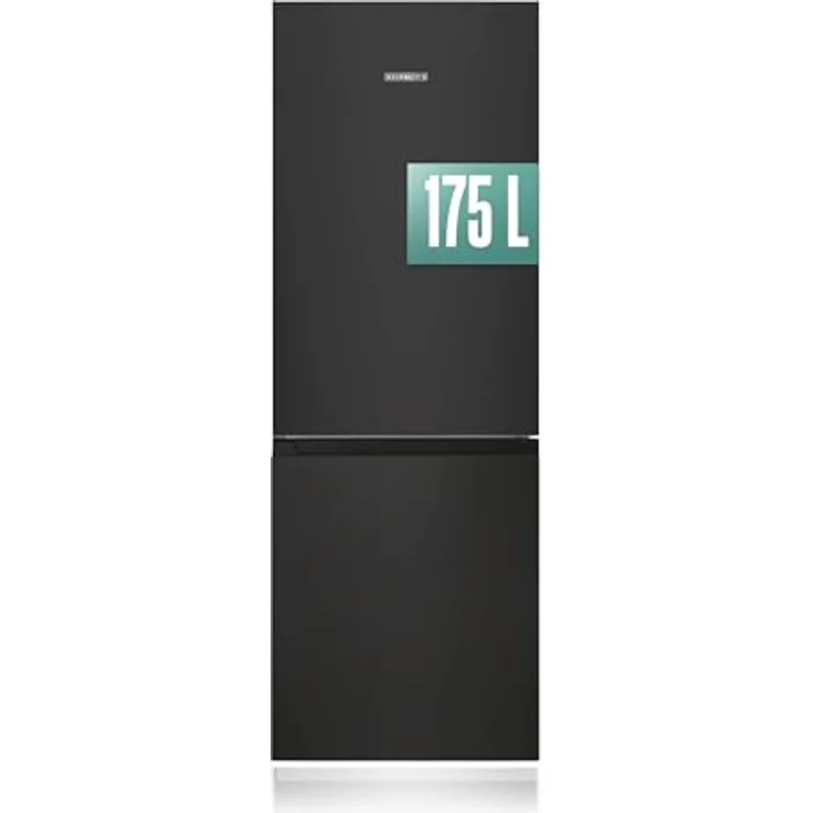 Heinrich´s HEINRICHS Kühlgefrierkombination 175Liter, Kühlvolumen 122L, Gefrierfach 53L,LED Beleuchtung,Kühlschrank Türanschlag wechselbar, leise 39dB,große Tiefkühlboxen, 7 Temperaturstufen, schwarz – Bild 1