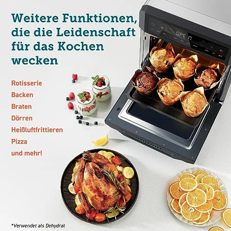 COSORI Heißluftfritteuse 12L, 11 Mutifunktionen, Airfryer XXL, Sichtfenster, Duale Heizung, Heissluftfriteuse ohne Öl, Dörrautomat Funktion, Minibackofen, 50+Rezepte, 7 Zubehör, 220℃ – Bild 3